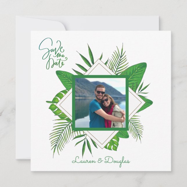 Convites Foto de Casais com moldura personalizada Salvar a  (Frente)