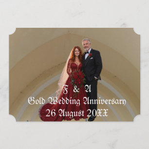 Convites Foto de casal de aniversário de casamento de ouro 