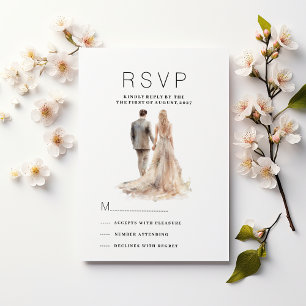 Convites Foto de casal floral de cinza de marfim Chic RSVP