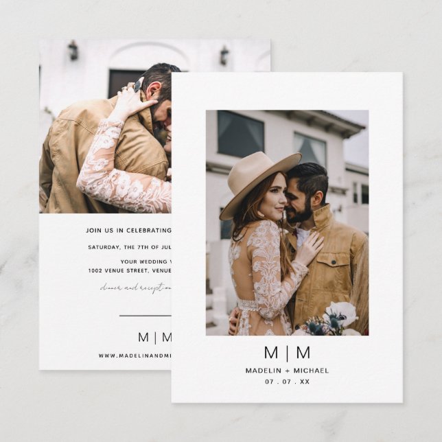 Convites Foto de casamento (Frente/Verso)