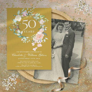 Convites Foto de Casamento 50º Aniversário de Bodas de Ouro