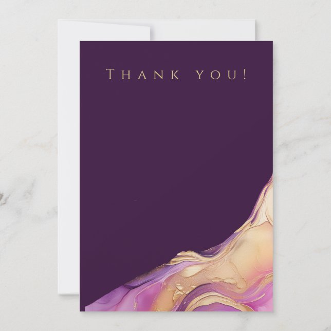 Convites Foto de Casamento - Agradecimento - Roxo e Dourado (Verso)