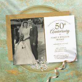 Convites Foto de Casamento Aniversário de 50 anos Confete e