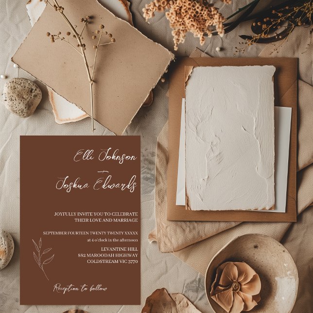 Convites Foto de Casamento Boêmio Terracota (Criador carregado)