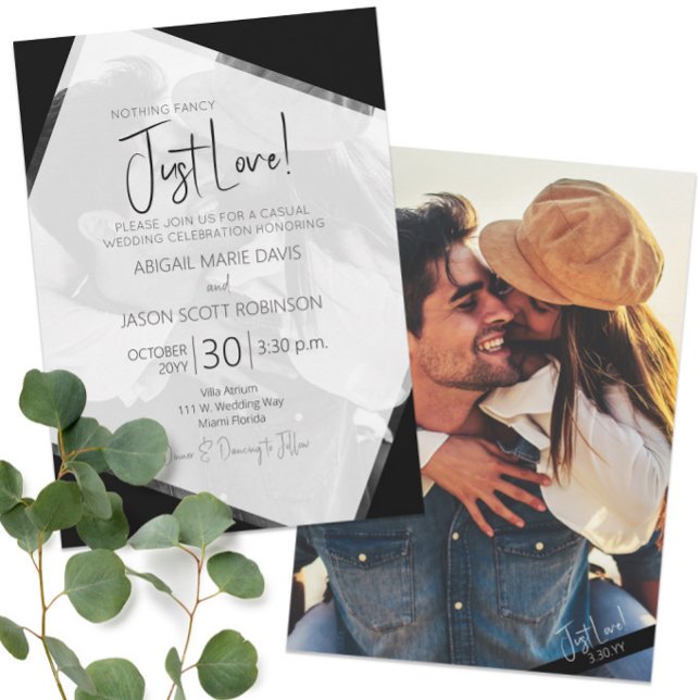 Convites Foto de Casamento Branco e Preto Casual 📸 Minimal (📸✨Minimalist Casual Black and White Wedding Photo Invitation
)