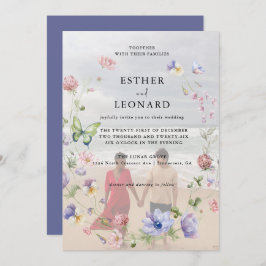 Convites Foto de Casamento Colorida de Primavera Wildflower