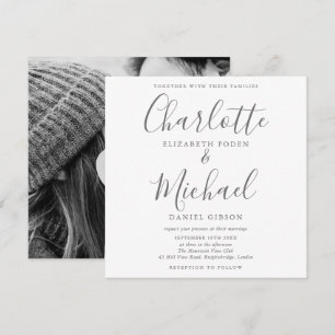 Convites Foto de casamento com assinatura elegante 