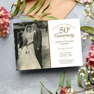 Convites Foto de casamento com Confetes em Coração Dourado 