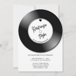 Convites Foto de Casamento com Disco de Vinil Retrô