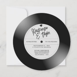 Convites Foto de Casamento com Disco de Vinil Retrô