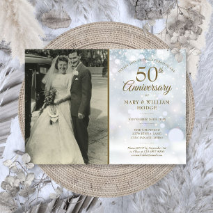 Convites Foto de casamento com flocos de neve no inverno do