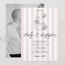Convites Foto de casamento com listras indo para a capela