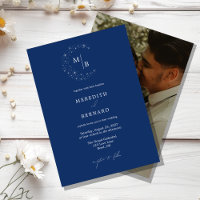 Foto de casamento com monograma elegante celestial
