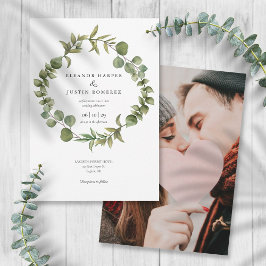 Convites Foto de casamento com vegetação de eucalipto