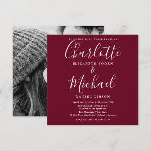 Convites Foto De Casamento Da Assinatura Do Script Burgundy