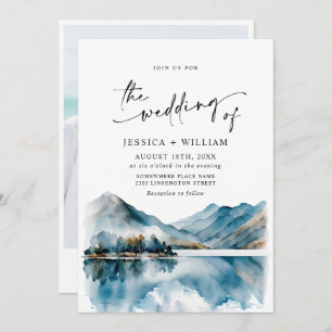 Convites Foto de Casamento da Floresta das Montanhas Elegan