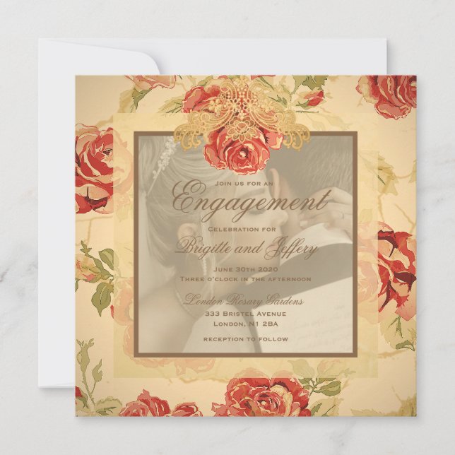 Convites Foto de casamento da rosa vermelha russa amarela V (Frente)