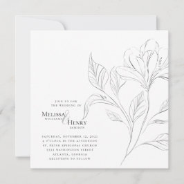 Convites Foto De Casamento Da Tipografia Floral Simples Ele