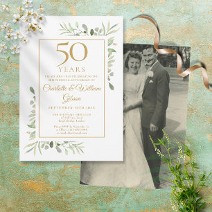 Convites Foto de casamento de aniversário de 50 anos com ag