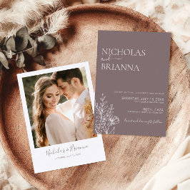 Convites Foto de Casamento de Boho Cinnamon Slate Minimalis