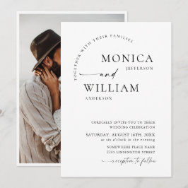 Convites Foto De Casamento De Caligrafia Minimalista Elegan