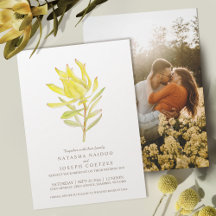 Foto de casamento de cor d'água amarela leucadendr