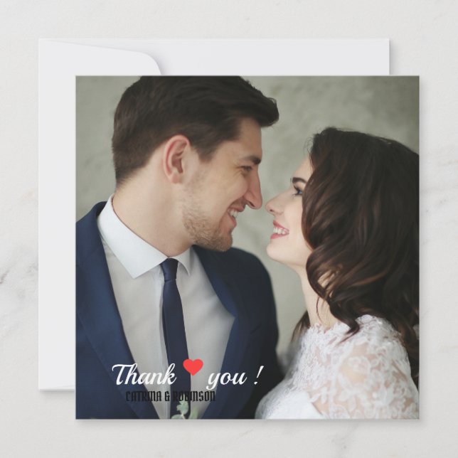 Convites Foto de Casamento de Coração de Amor Personalizado (Frente)