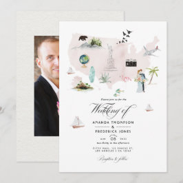 Convites Foto de casamento de destino na Flórida com aquare