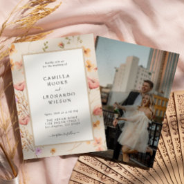 Convites Foto de Casamento de Flor Selvagem Russo de Flor S