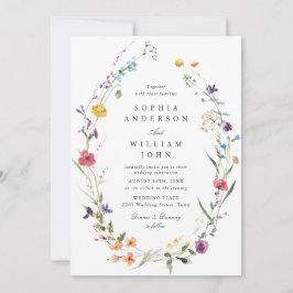 Convites Foto de Casamento de Flores Selvagens de Aquarela 