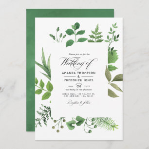 Convites Foto de Casamento de Floresta Florestal Verde