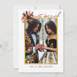 Convites Foto De Casamento De Folha De Ouro Elegante - Obri