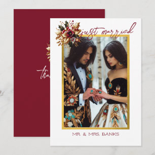 Convites Foto De Casamento De Folha De Ouro Elegante - Obri