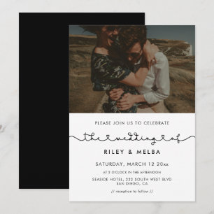 Convites Foto de casamento de fonte de coração de ligaç