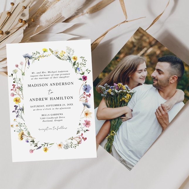 Convites Foto de casamento de prado de flores silvestres el (Criador carregado)