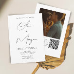 Convites Foto de Casamento de Tipografia Minimalista Simple<br><div class="desc">Simples Convite de Foto para Casamento de Tipografia Minimalista com Código QR no verso.</div>