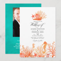 Foto de Casamento de Turquesa e Coral Beach