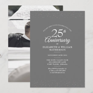 Convites Foto de casamento do 25º aniversário com prata Sta