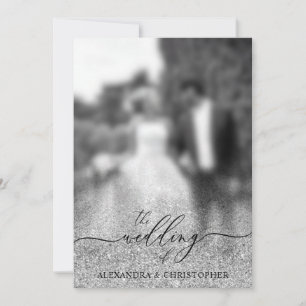 Convites Foto de casamento do Glitter Silver SPARKling