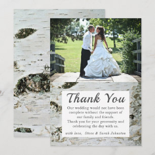 Convites Foto De Casamento Do Latido Rustic Birch Obrigado
