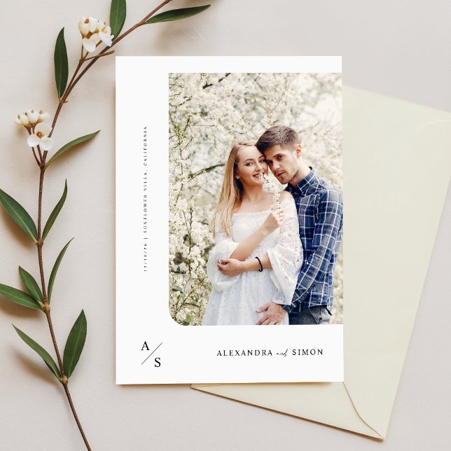 Convites Foto de Casamento do Monograma do Script Elegante (Criador carregado)