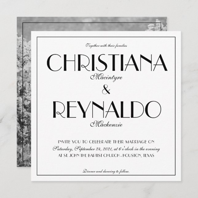 Convites Foto de Casamento do Na moda moderno Elegante Roar (Frente/Verso)