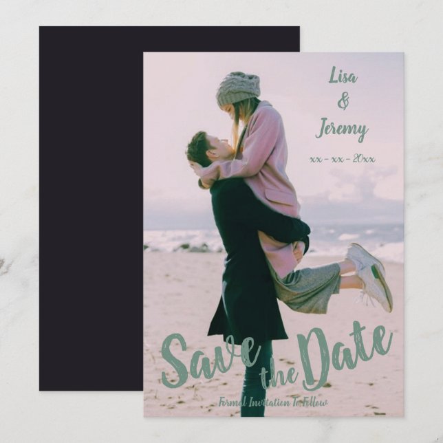 Convites Foto de casamento do Noivado Moderno (Frente/Verso)