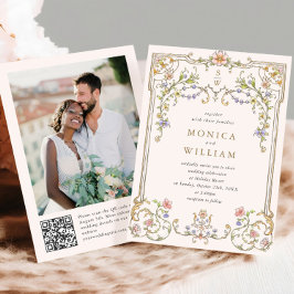 Convites Foto de casamento do Ornamentado vitoriano Grace F