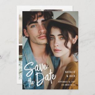 Convites Foto de Casamento do Script de Pincel Moderno 3 Sa