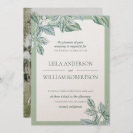 Convites Foto De Casamento Elegante Da Mint Botanical