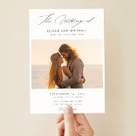 Convites Foto de Casamento Elegante de Praia Moderna<br><div class="desc">Capture a essência da sua história de amor com o nosso Convite Fotográfico de Casamento Elegante de Praia Moderna. Perfeito para um casamento no oceano ou na praia, esta carta dupla apresenta uma foto impressionante de um casal abraçando no pôr do sol, incorporando a elegância eterno de um romance à...</div>