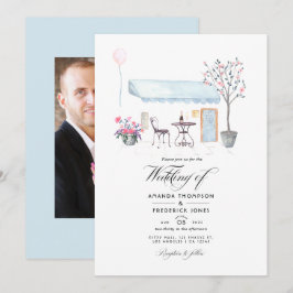 Convites Foto de casamento em aquarela em Paris