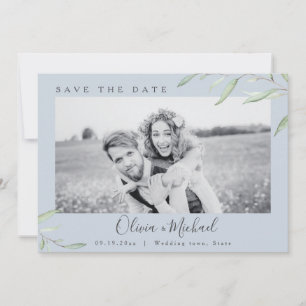 Convites Foto de casamento em verde azul poeirento para sal