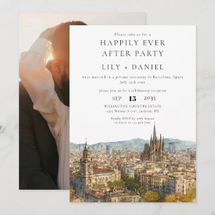 Convites Foto de Casamento Feliz para Sempre em Barcelona